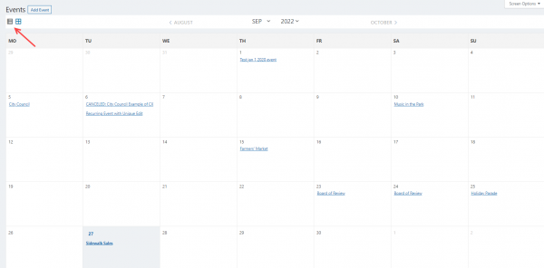 Calendar Monthly Grid