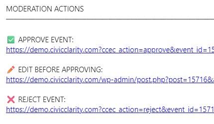 Moderation actions for event management system.